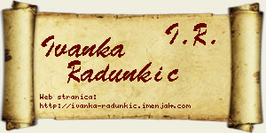 Ivanka Radunkić vizit kartica